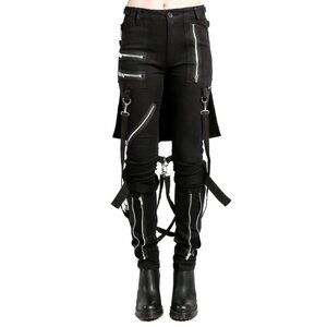 Womens Bumflap Extreme Bondage Gothic Punk Rocker Cyber Steampunk Emo Pants
